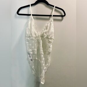 Sheer White Polka Dot Lingerie Slip